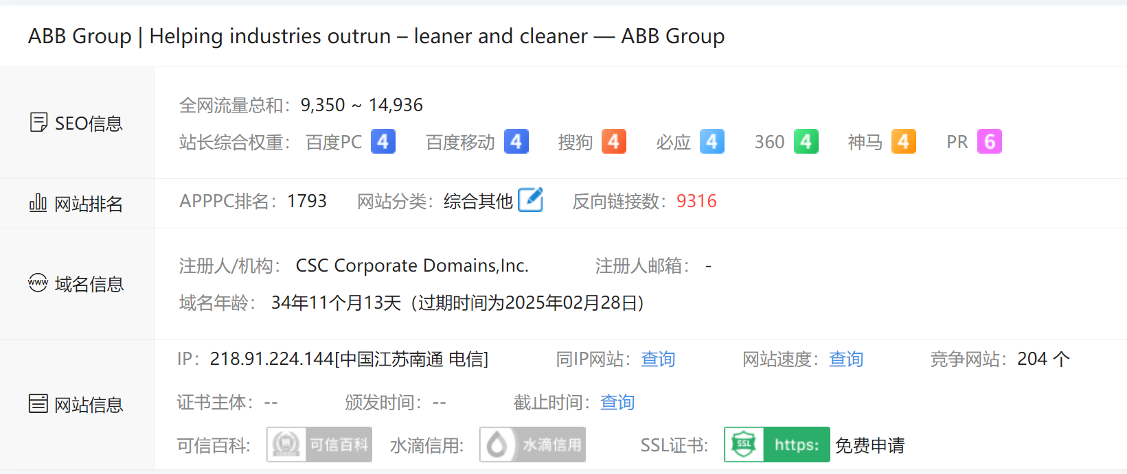 ABB工业机器人官网SEO优化表现.png